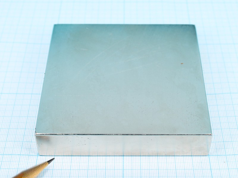 Неодимовый магнит большой квадрат 100х100х20 мм - Ni